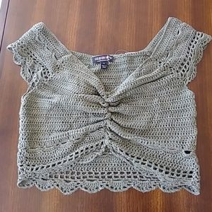 Fashion Nova Olive Crochet Crop Top